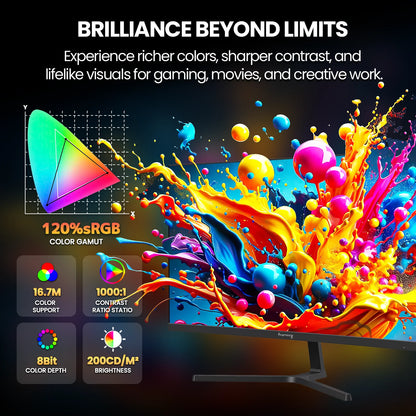 24" 200Hz Gaming Monitor,Ips Panel,Fhd Computer Monitor, Built-In Speakers, 120% Srgb, Freesync, Black